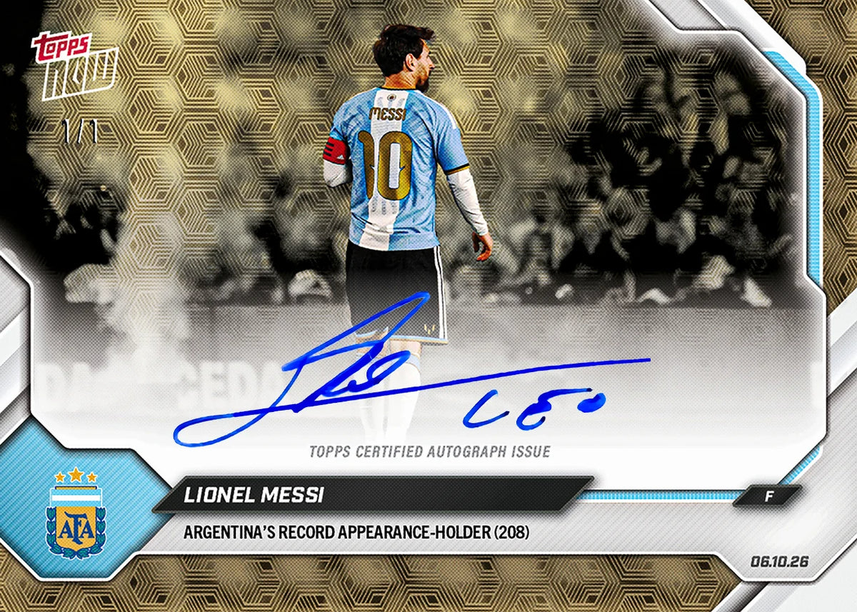 Lionel Messi - 2026 Argentina Topps NOW Final Farewell Pack ETA Ship by Date 11/20/26