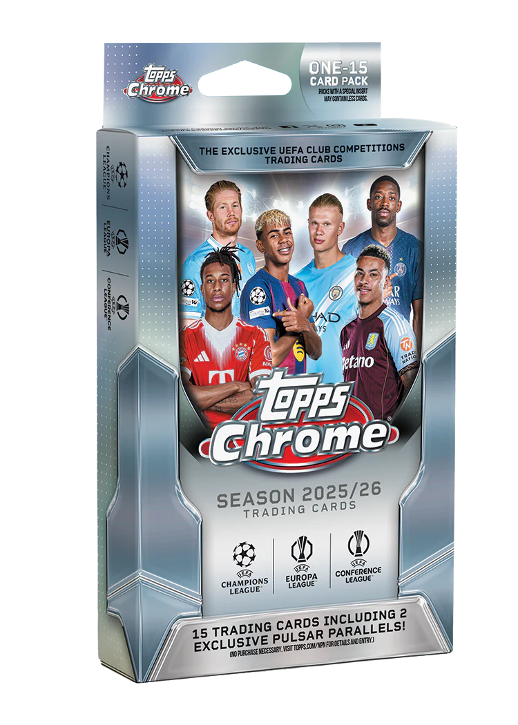 2025-26 Topps Chrome UEFA Club Competitions Soccer Hanger Pack